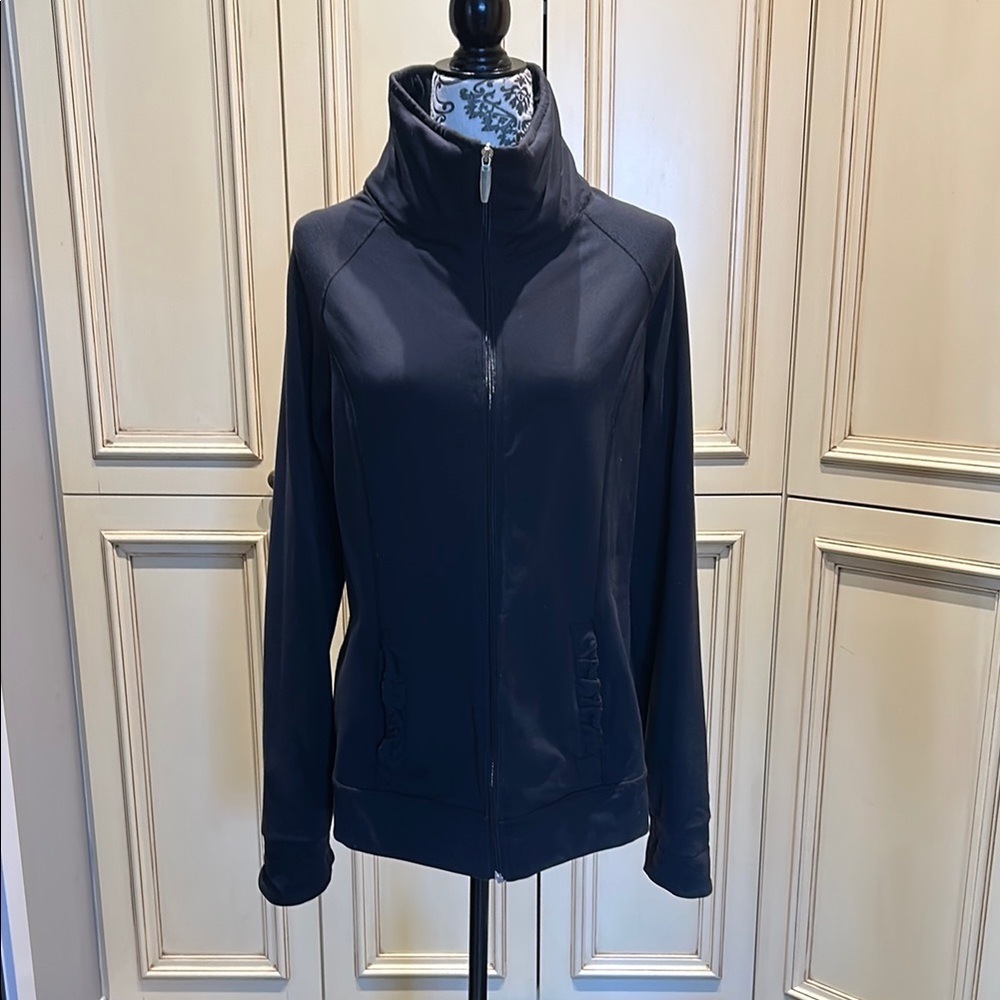 One Tooth Black Bomber Sweater with High Collar and Cozy Fit